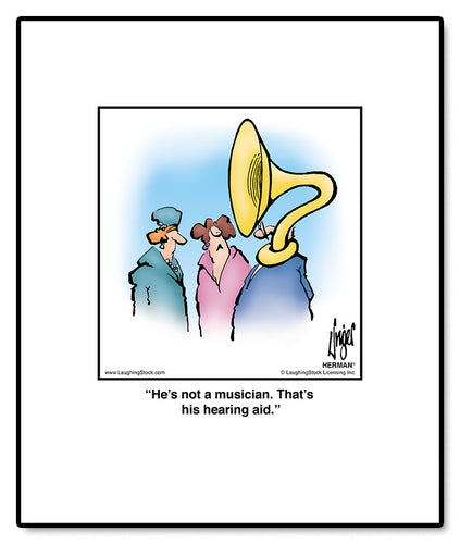 He’s not a musician. That’s his hearing aid.