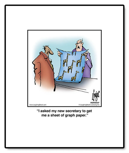 I asked my new secretary to get me a sheet of graph paper.