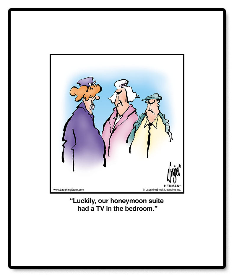 Luckily, our honeymoon suite had a TV in the bedroom.