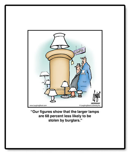 Our ﬁgures show that the larger lamps are 68 percent less likely to be stolen by burglars.