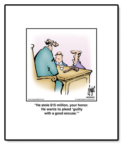 He stole $15 million, your honor. He wants to plead ‘guilty with a good excuse.’