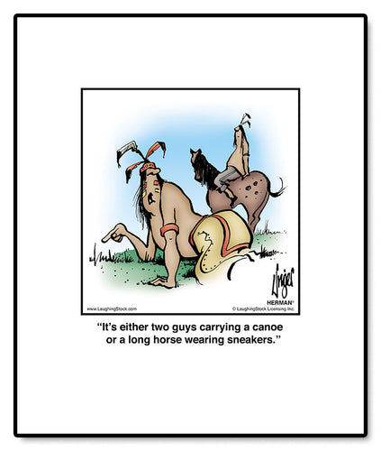 It’s either two guys carrying a canoe or a long horse wearing sneakers.