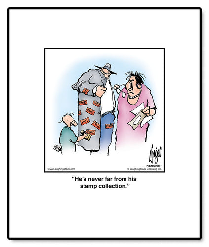 He’s never far from his stamp collection.