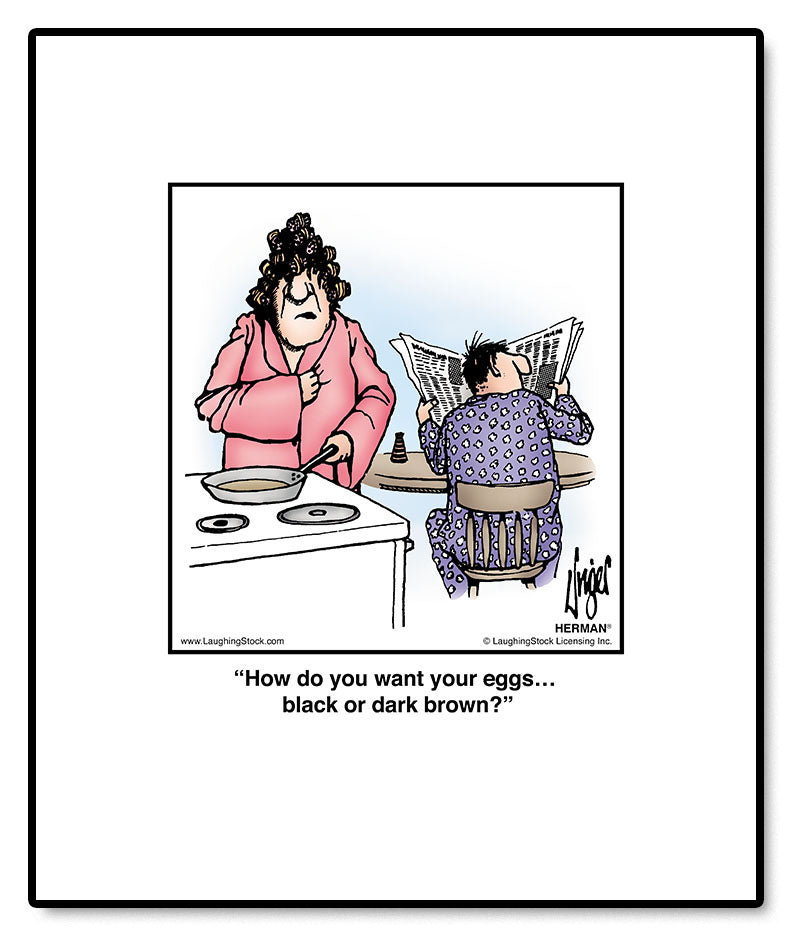 How do you want your eggs… black or dark brown?